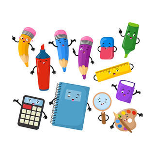 開學季文具用品卡通素材